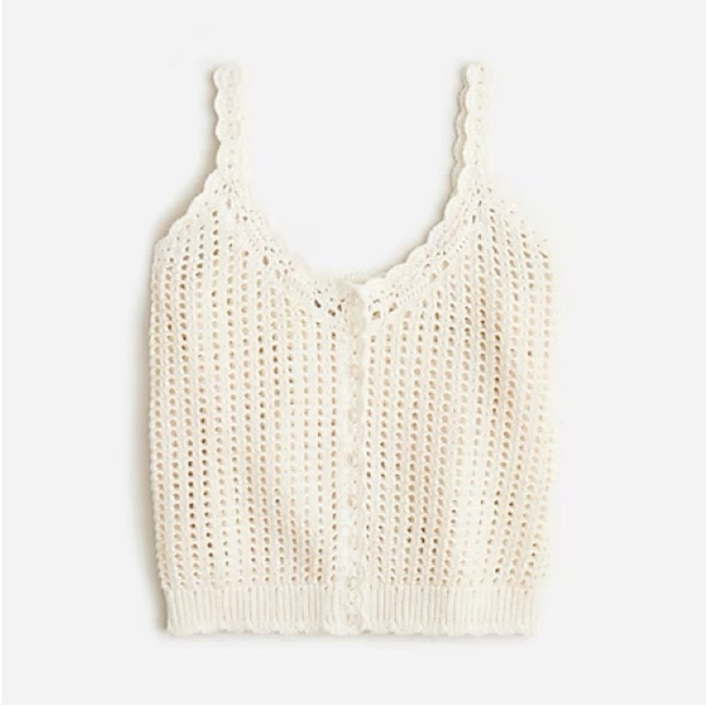 J. Crew Cream Crocheted Tank Sweater